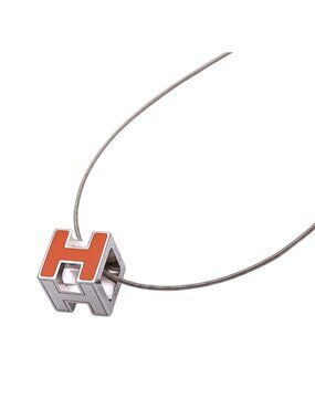 Hermes Necklace Cage d'H H-cube Orange Silver